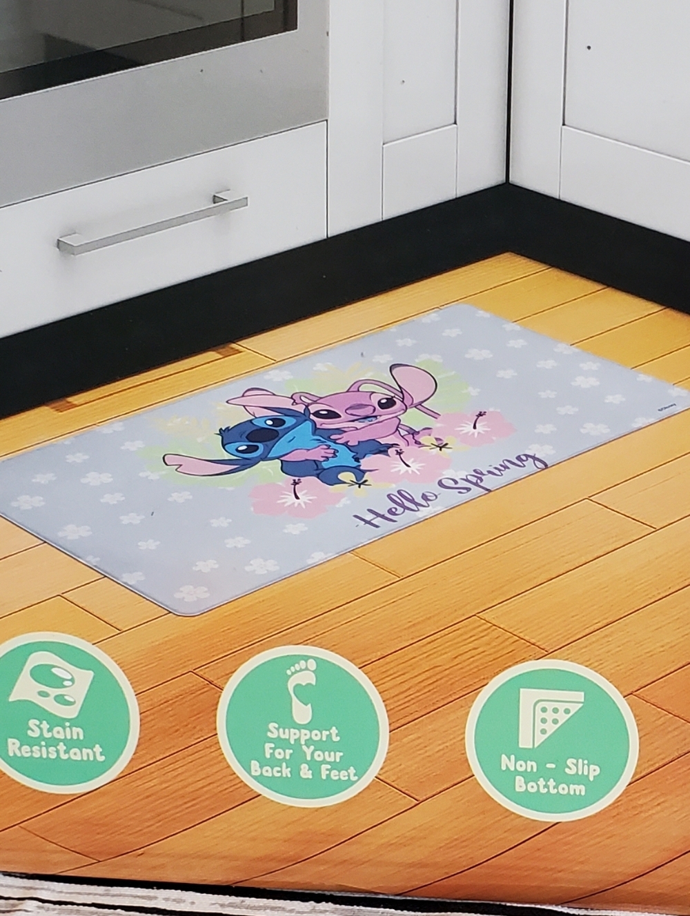 Disney Stitch & Angel Kitchen Set with 2 Towels, Tabletop Clock, and Floor Mat - Picture 2 of 8